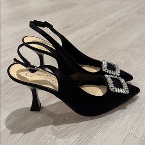 Jessica Simpson Black Heels with Silver Buckle